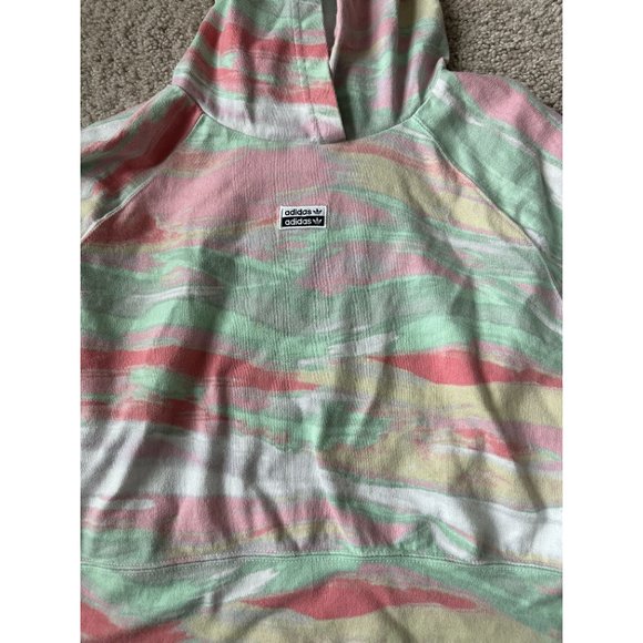 ADIDAS Womens Multicolor Swirl Crop Hoodie Sweatshirt Sz S - Picture 2 of 5